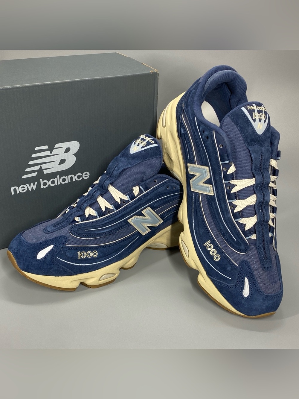 New Balance 1000 M1000LAN Blue Grey Suede Sneakers Mens 11 Womens 12.5